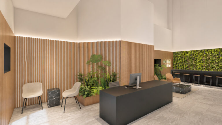 Návrh recepce – architektonická studie.